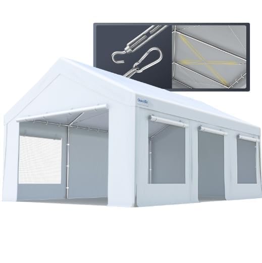 Quictent 10'x20' Snowproof Steel Carport with Zipper Doors
