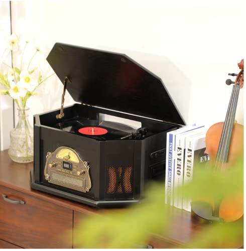 ORCC 10-in-1 Bluetooth Record Player with Speakers-Black