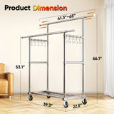 HOKEEPER Heavy Duty Double Rails Clothes Rack 450lbs
