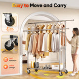 HOKEEPER Heavy Duty Double Rails Clothes Rack 450lbs