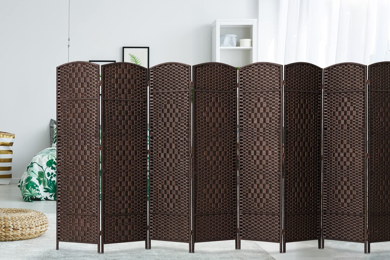 Corelax 6ft Diamond Woven Room Divider-BLACK