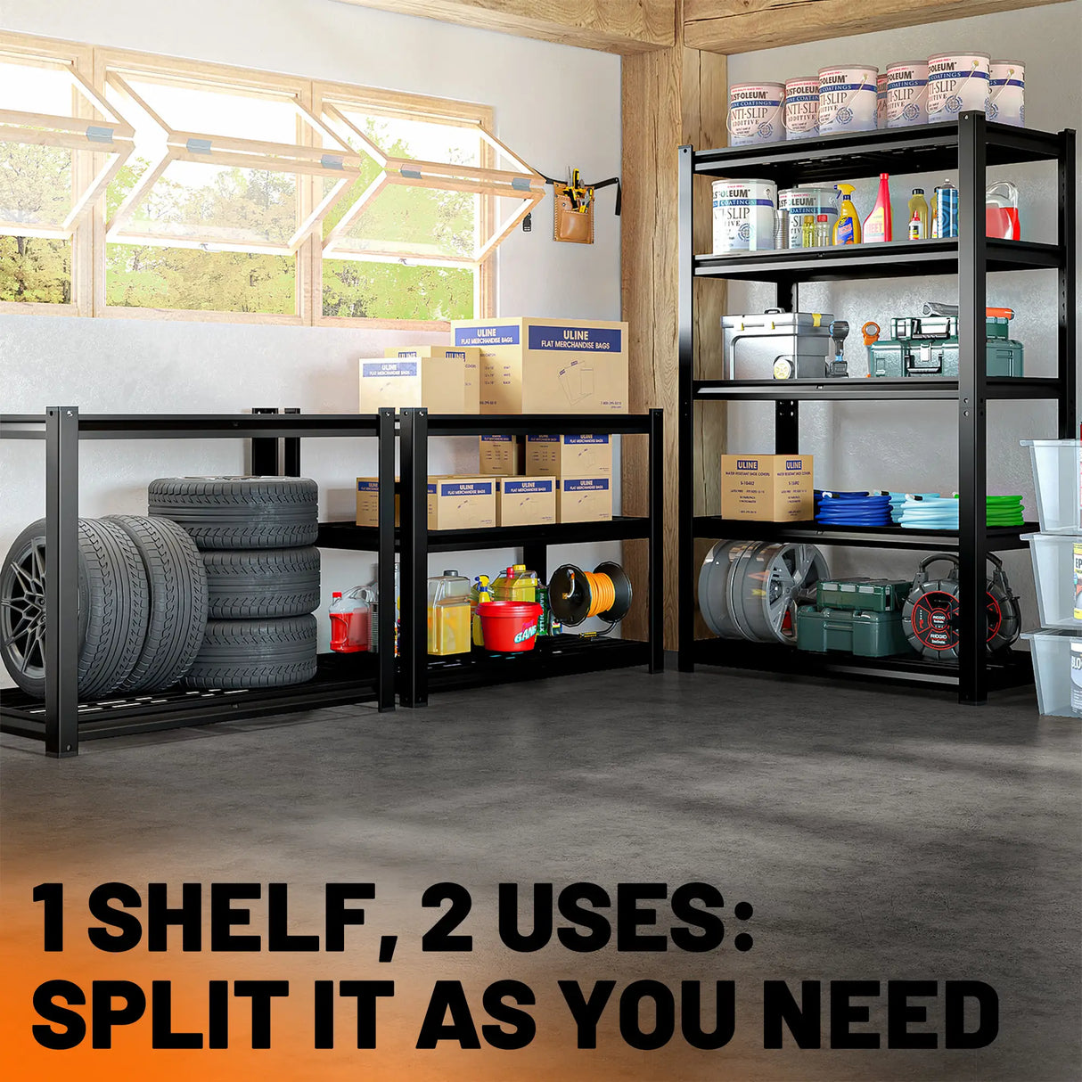 HOKEEPER 3100LBS Heavy Duty Metal Storage Shelves-35.43"W x 15.74"D x 72.05"H