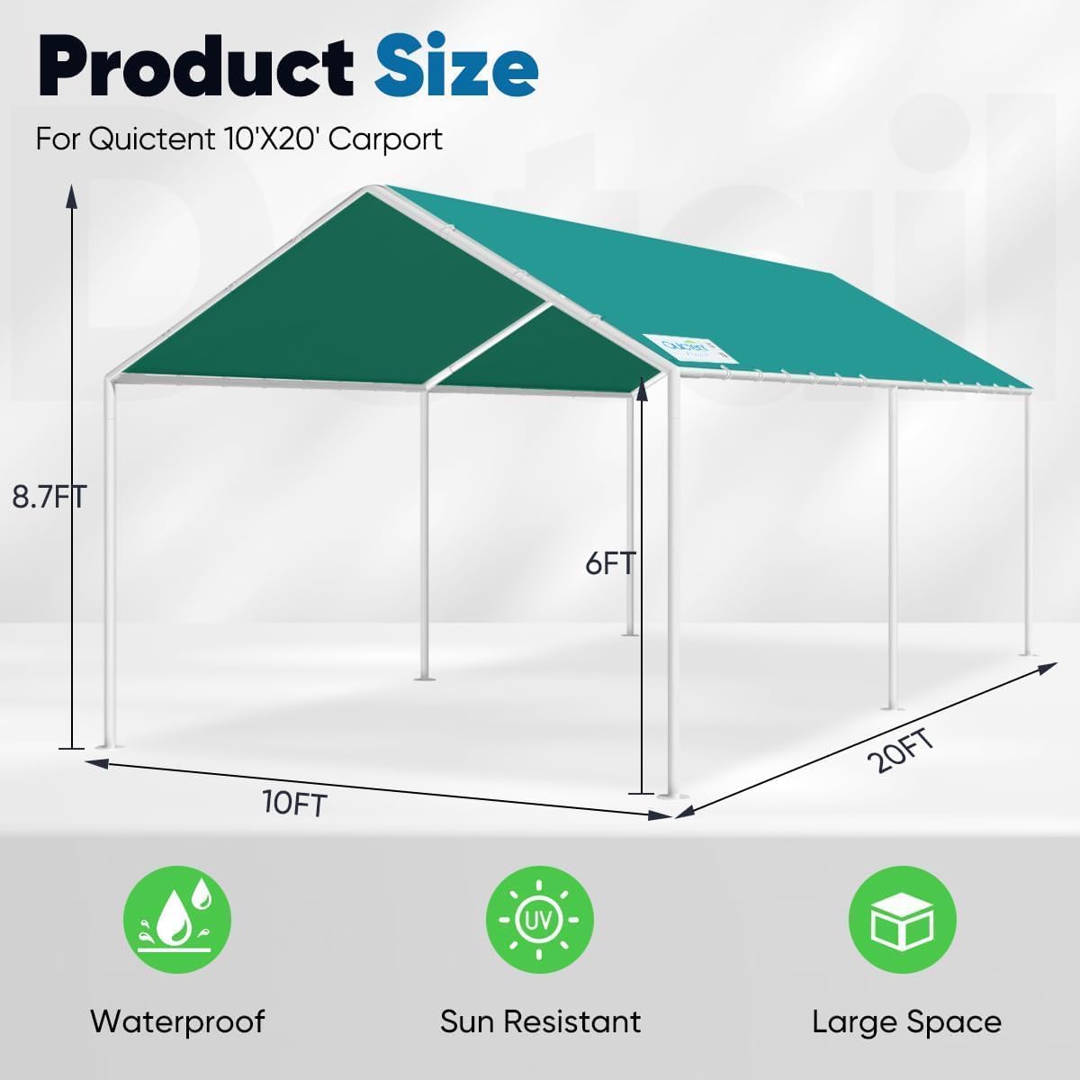 Quictent 10'x20' Waterproof Carport Tent - Green