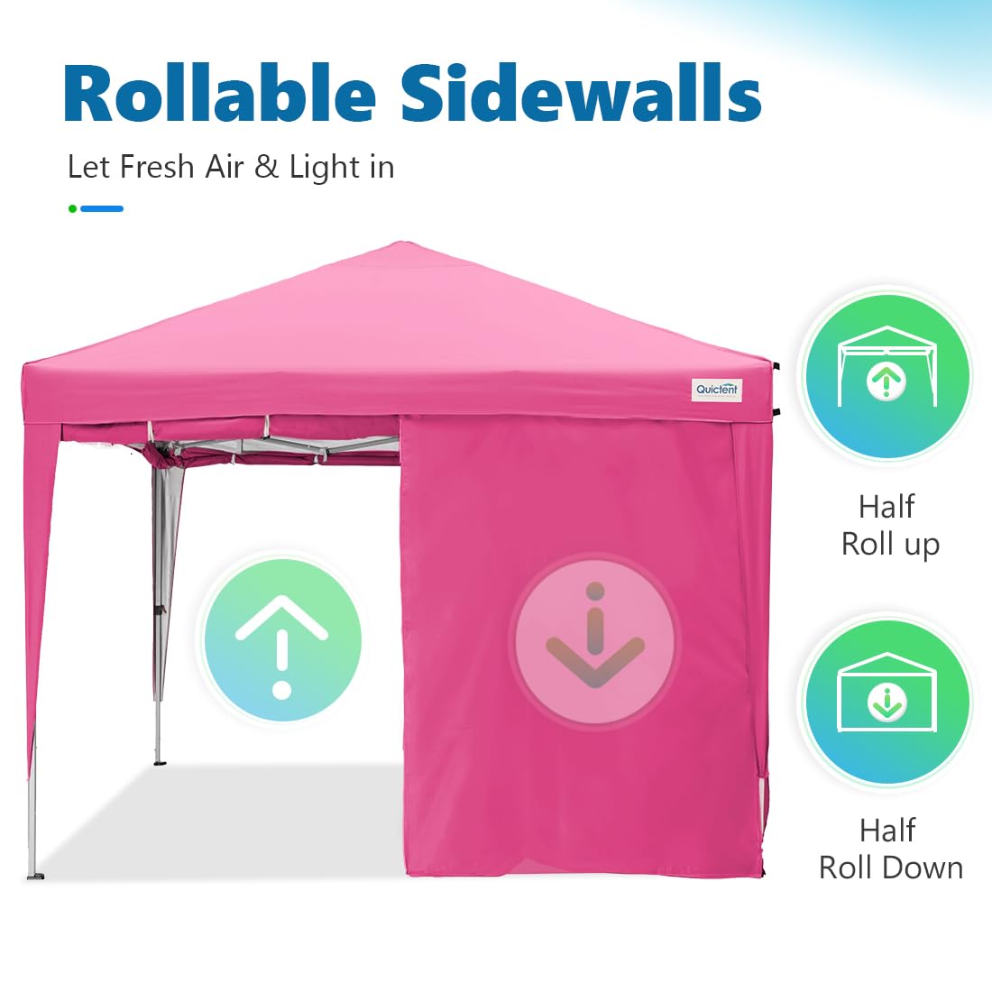 Quictent 10'x10' Pop-up Canopy Tent with 4 Detachable Sidewalls & Wheeled Bag