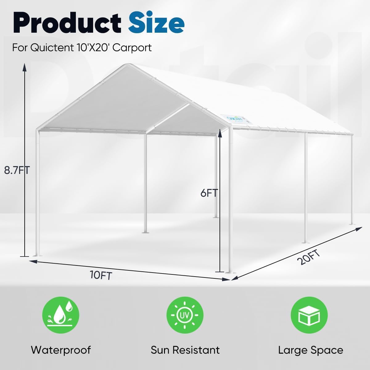 Quictent 10'x20' Heavy Duty Canopy Shelter - White