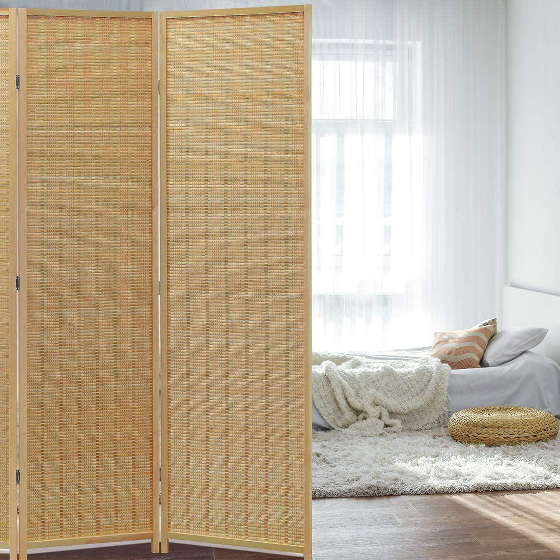 Corelax Bamboo Room Divider (5-Panel) - Beige