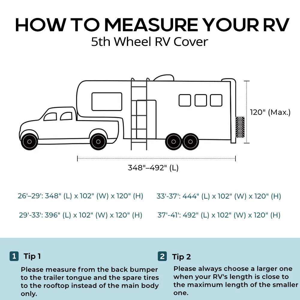 full sizes 5th Wheel RV Cover