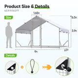 Metal Chicken Coop Run for 10+ Poultry 6.5x9x6.5FT Size#size_6.5x9FT Regular-No ladder