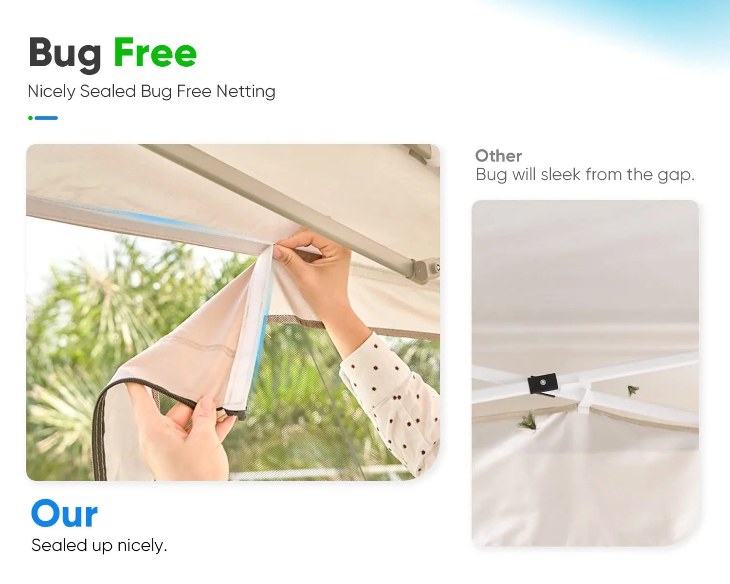 6.6' x 6.6' Small Pop Up Canopy - Bug Free