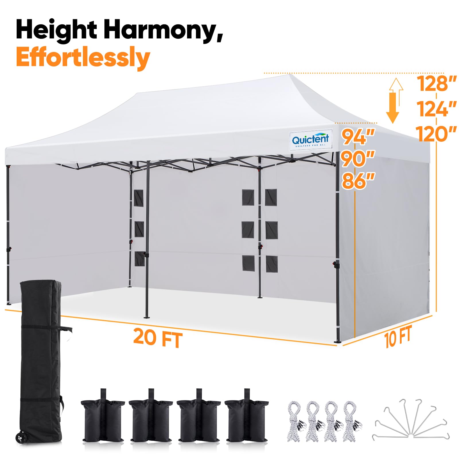 Quictent 10'x20' Commercial Pop-Up Canopy with Wheeled Bag