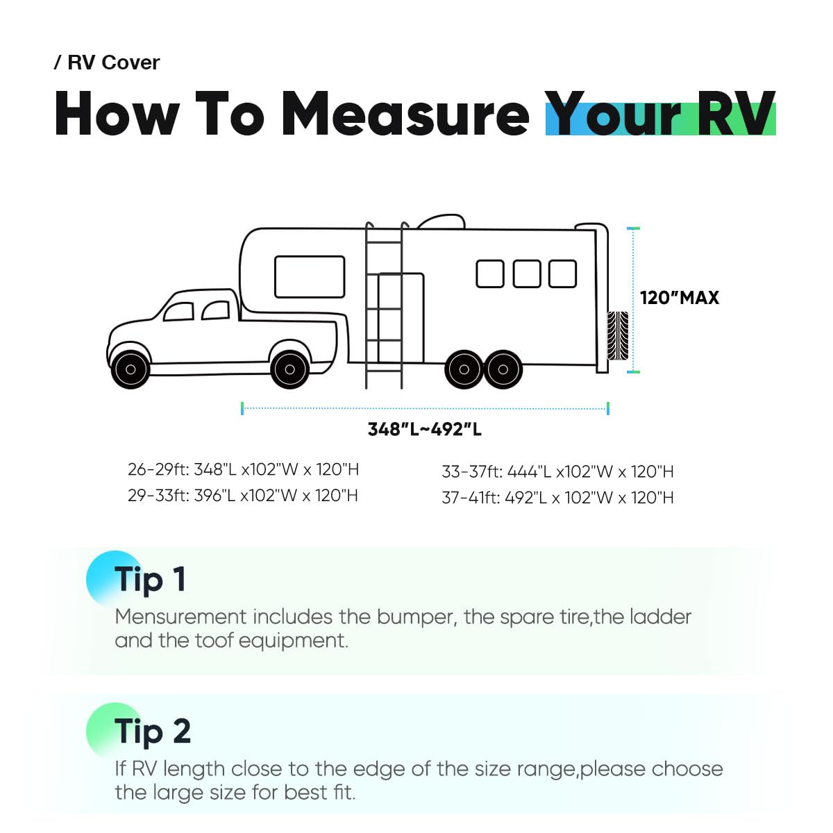Quictent 33'-37' Heavy Duty RV Cover with Tire Covers