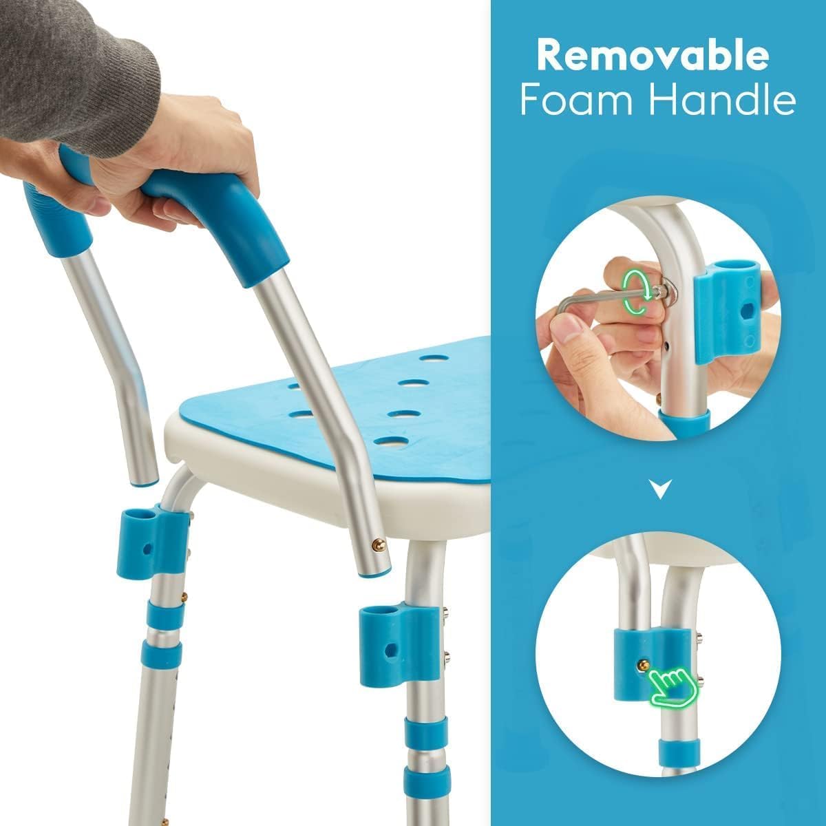 Health Line Adjustable Shower Chair with Removable Arms