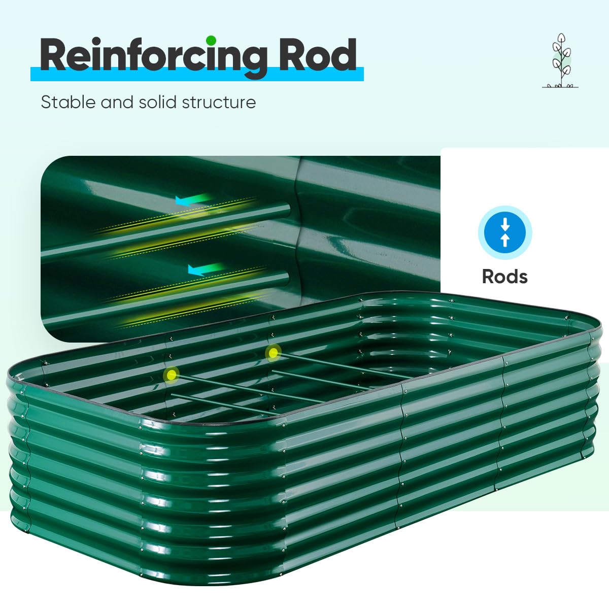 Quictent 8'x4'x2' Oval Raised Garden Bed Kit - Dark Green