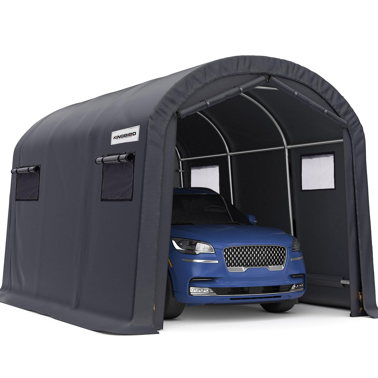 Heavy Duty Round Portable Storage Shed Dark Gray