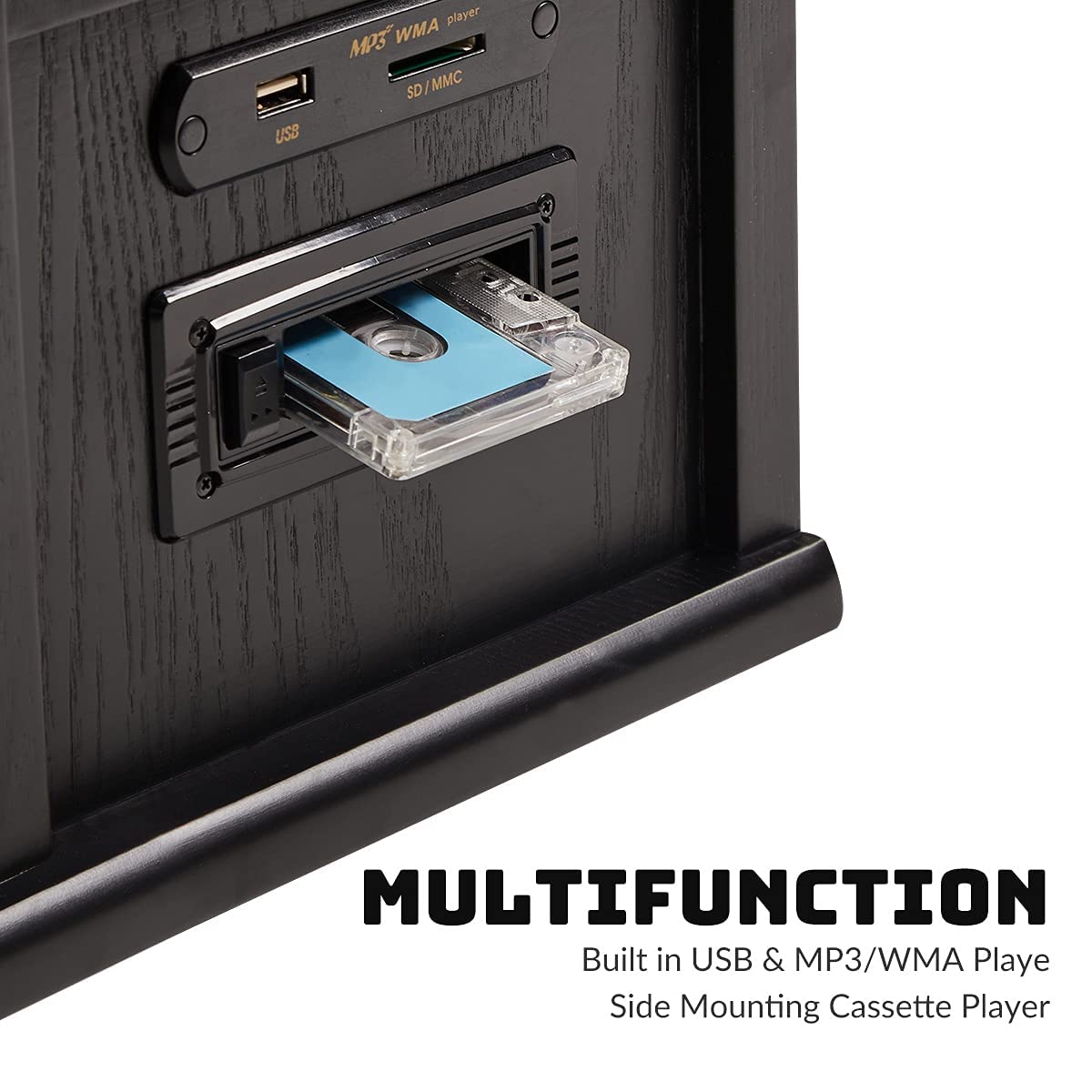 ORCC 10-in-1 Bluetooth Record Player with Speakers-Black