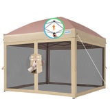 Quictent 6.6'x6.6' Magnetic Door Screened Pop up Canopy - Khaki
