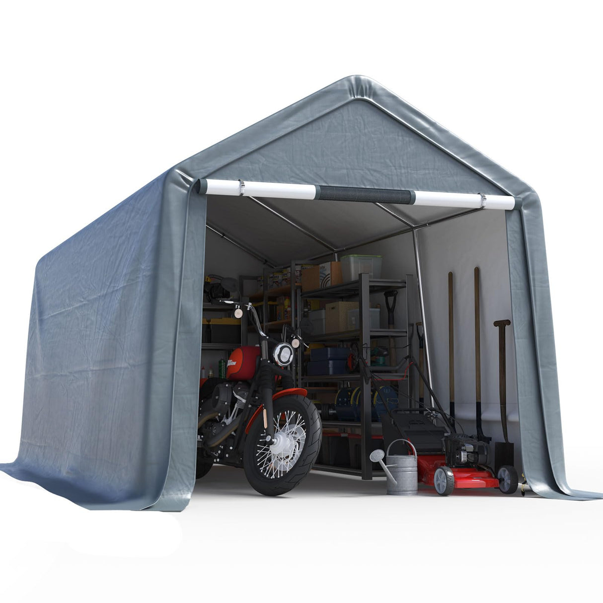 Quictent Portable Storage Shed with Roll-Up Mesh Windows - Dark Gray
