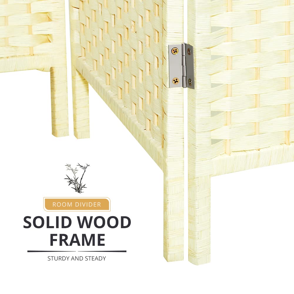 Close-up of the ivory white woven bamboo texture, paired with stainless steel hinges, ensuring a sturdy and stylish design.