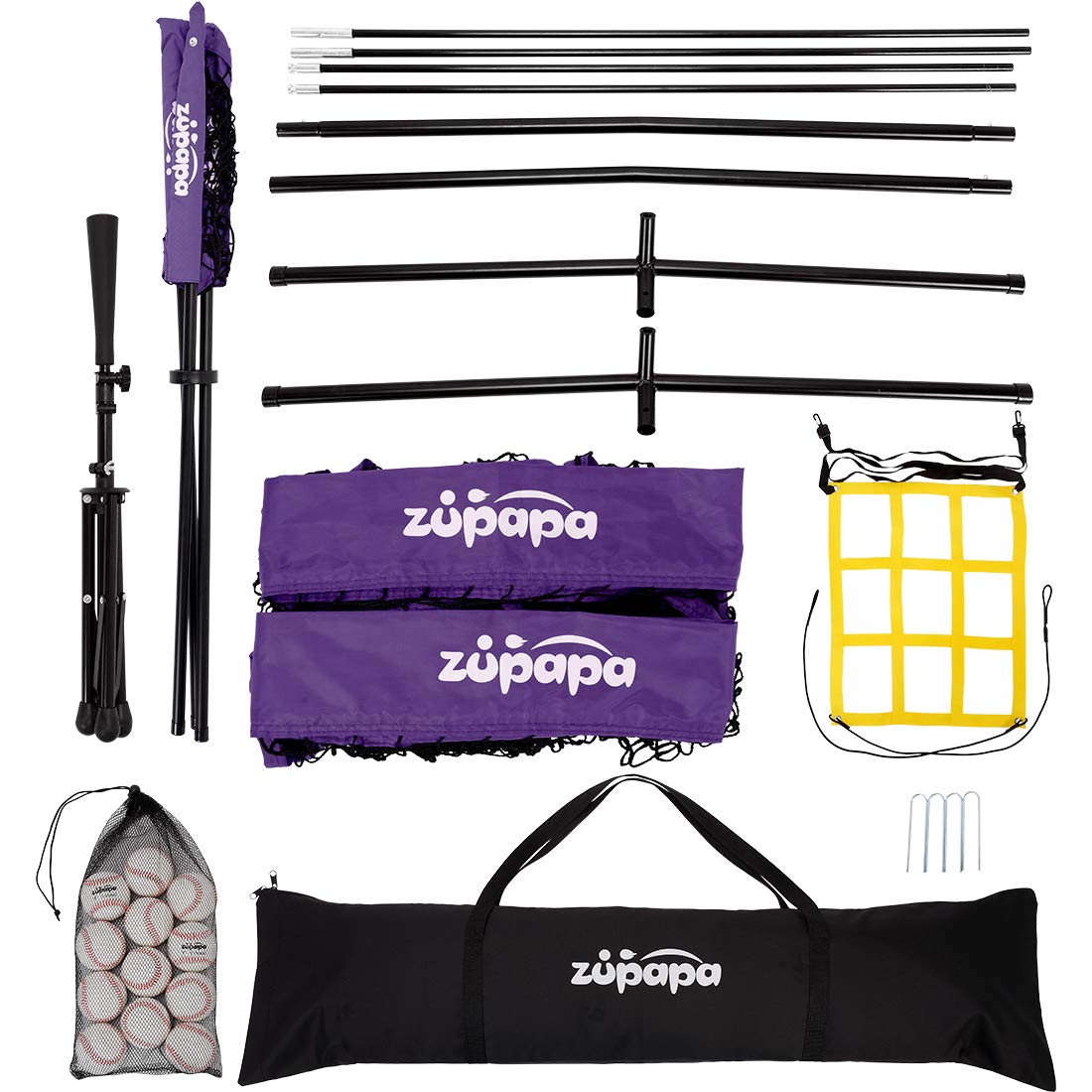 Zupapa 7'x7' Baseball Softball Practice Set - Purple