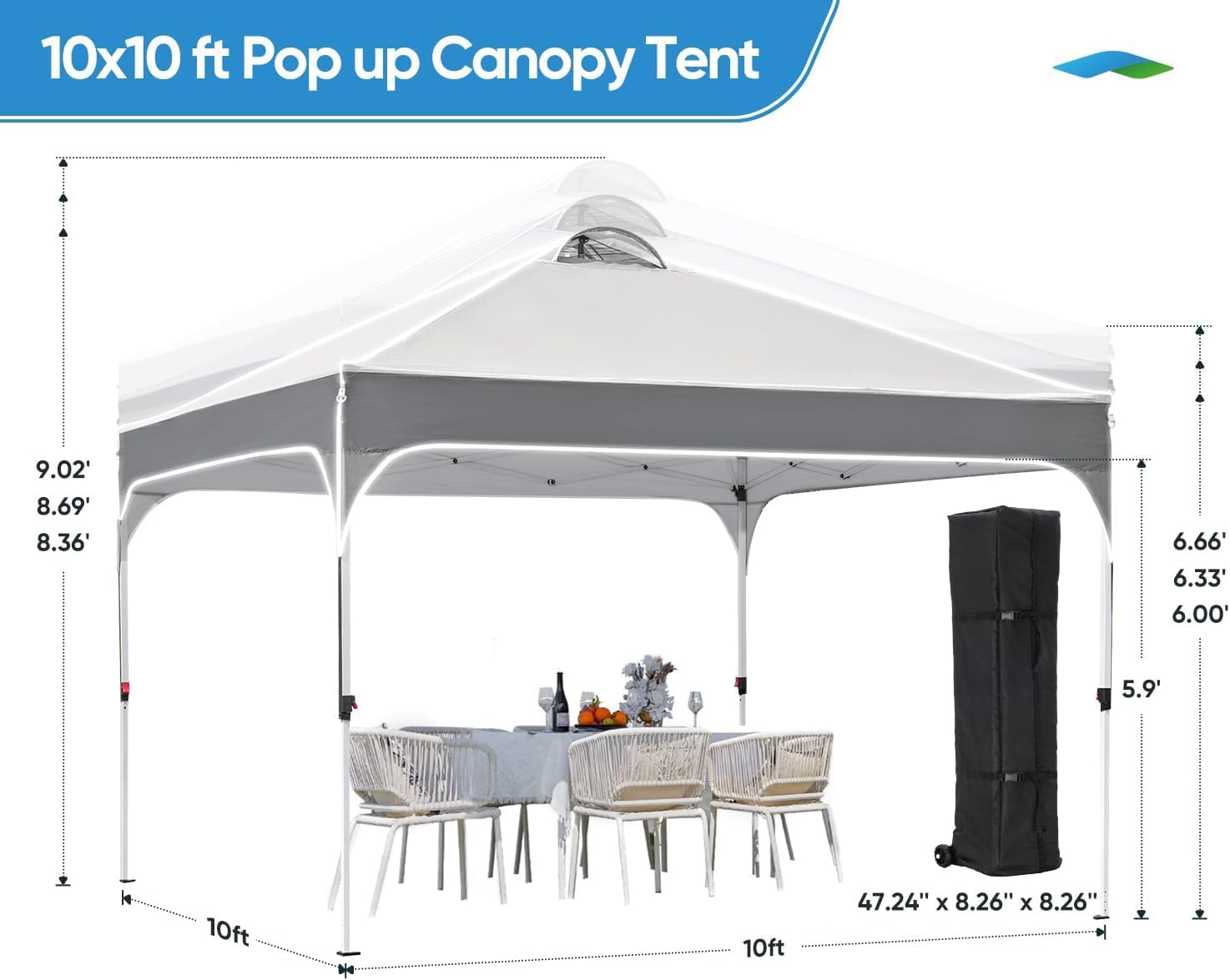 Quictent 10'x10' Easy Set up Pop up Canopy - Dark Grey/Grey