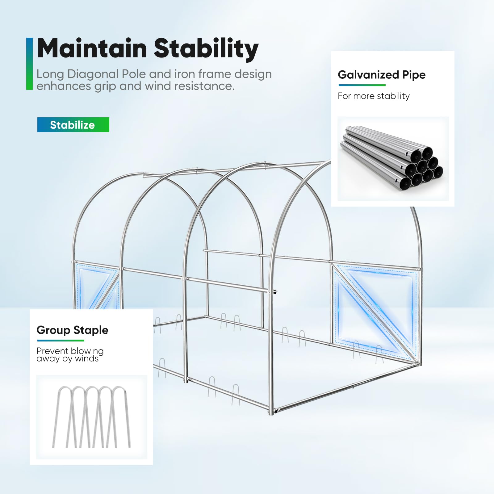 Quictent 10'x7'x7' Walk-in Tunnel Greenhouse with Mesh Door - White
