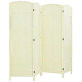 Ivory white 4-panel room divider crafted with natural materials, highlighted by the text 'A Selection of Excellent Natural Design,' offering elegance and eco-friendliness.