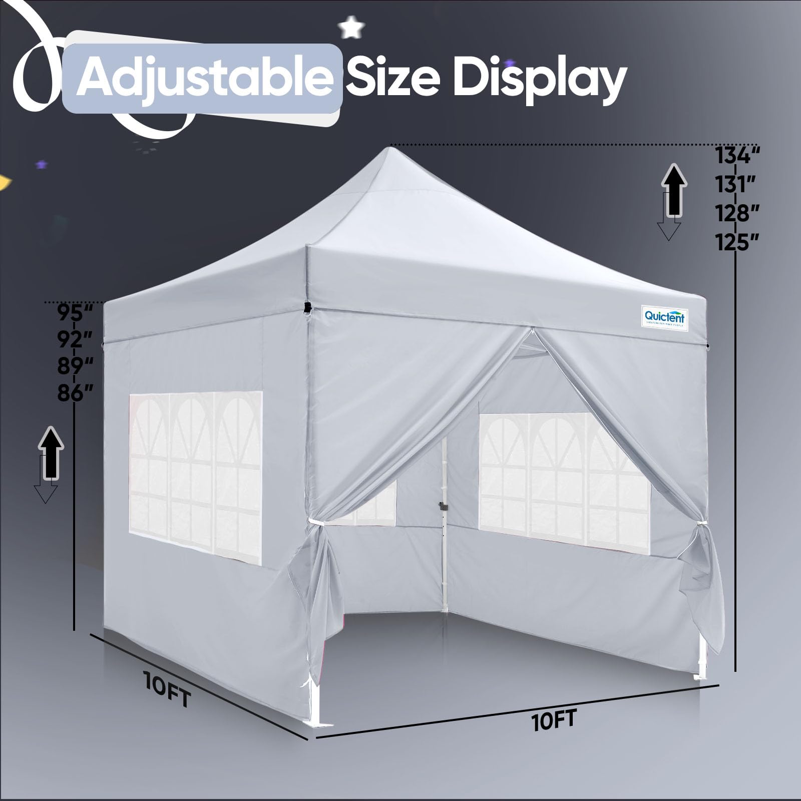 Quictent 10'x10' Heavy Duty Pop Up Canopy with Sidewalls - White