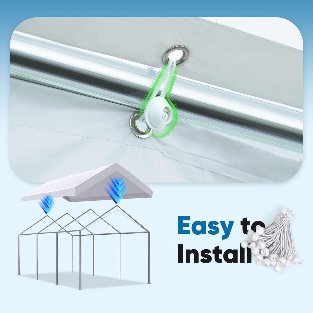 Quictent 10'x20' Carport Replacement Cover with Edge - White