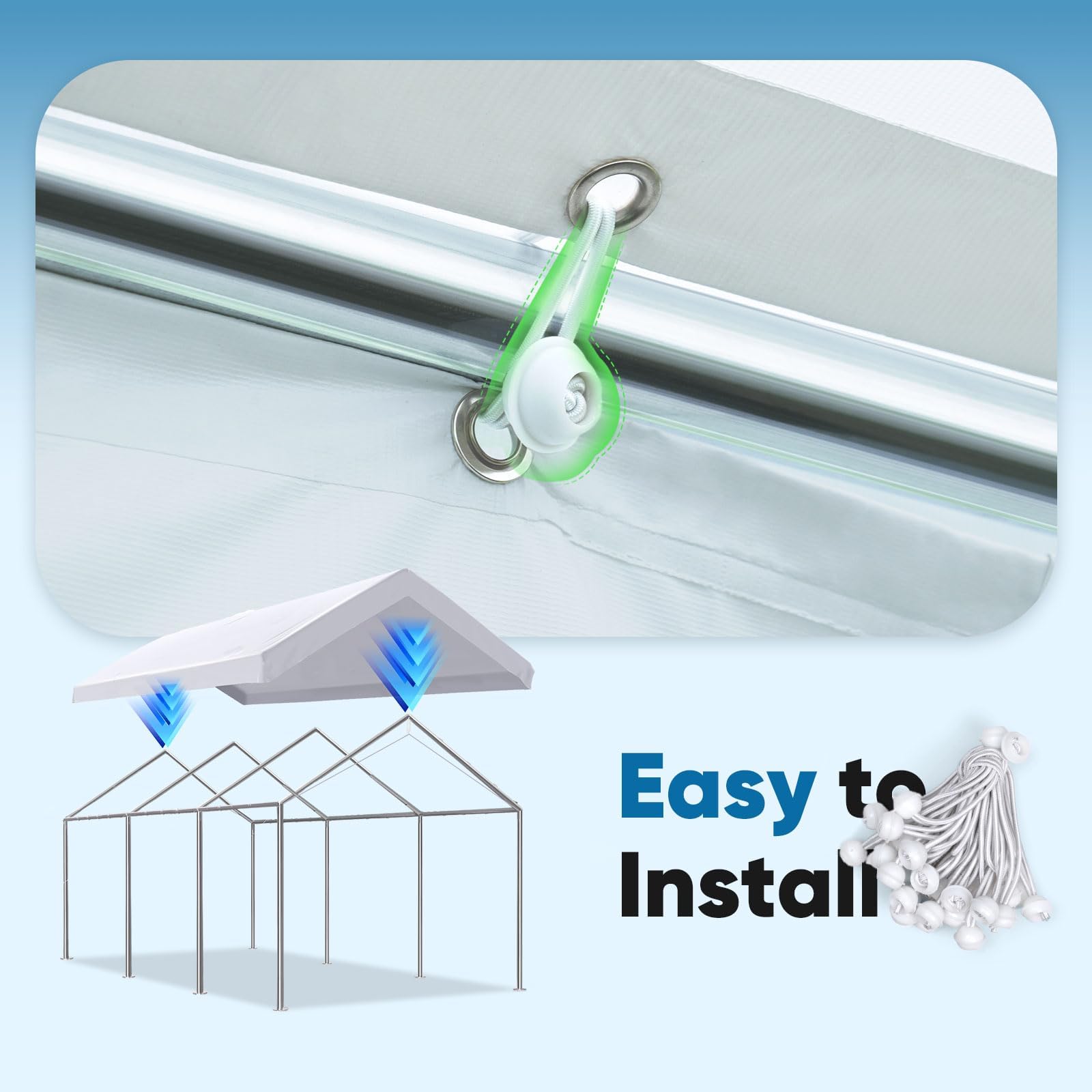 Quictent 10'x20' Carport Replacement Cover with Edge - White