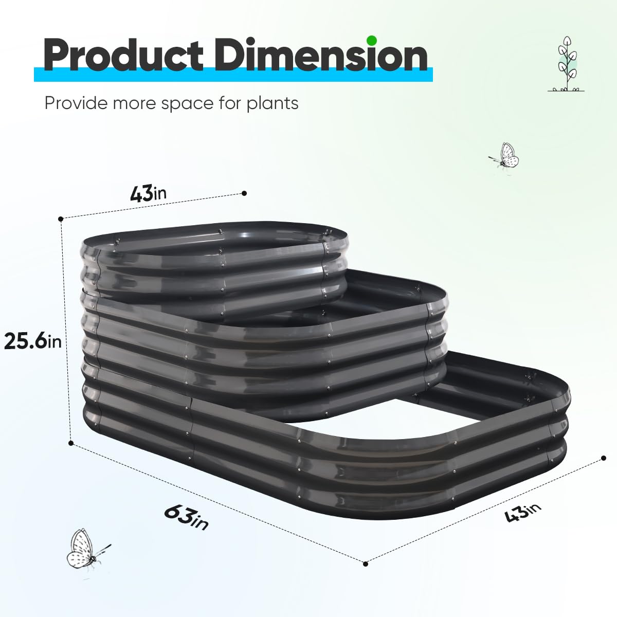 Quictent 43"x63"x31.5" Tiered Raised Garden Bed Kit