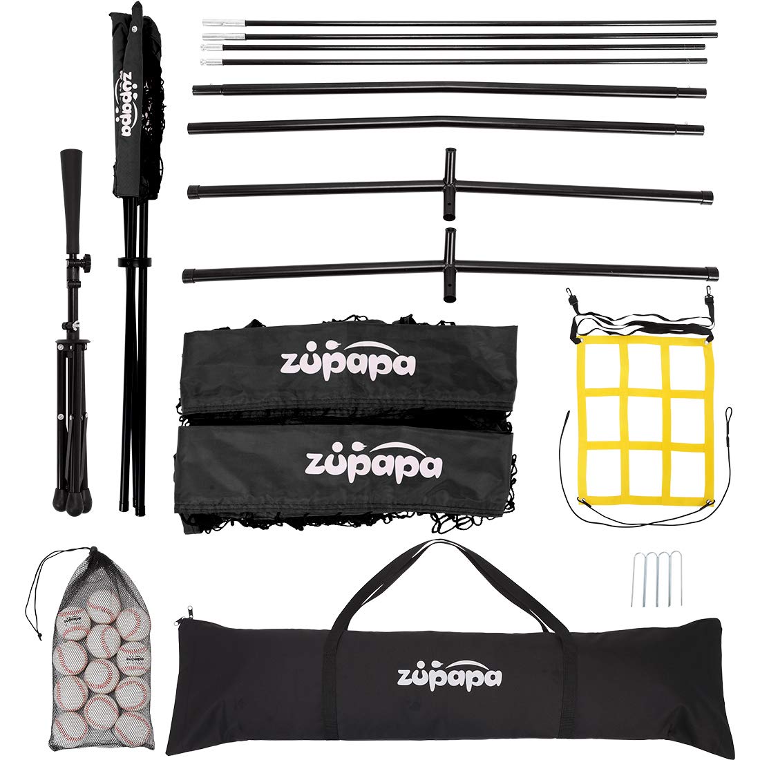 Zupapa 7'x7' Baseball Softball Practice Set - Black