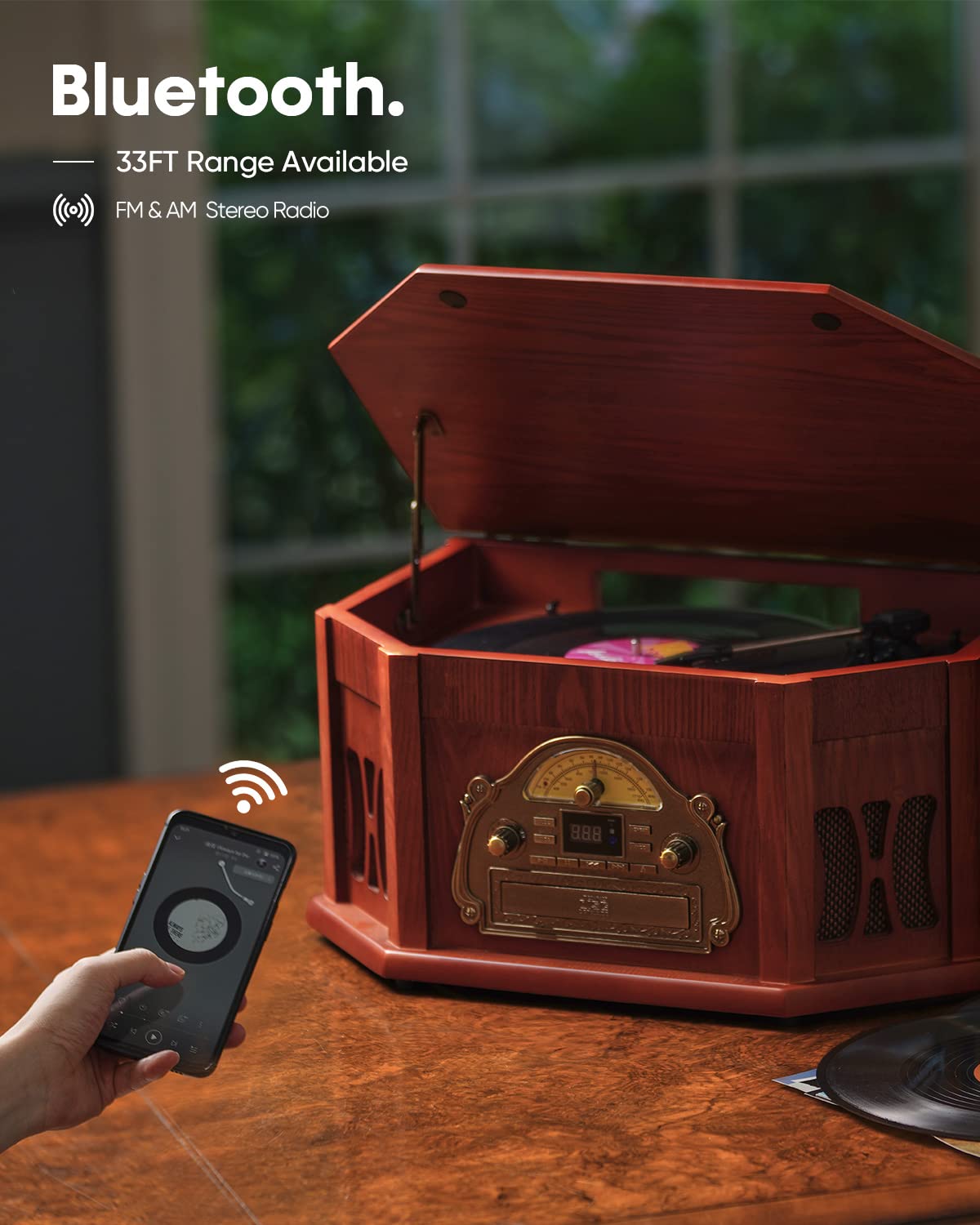 ORCC 10-in-1 Bluetooth Record Player with Speakers - REC