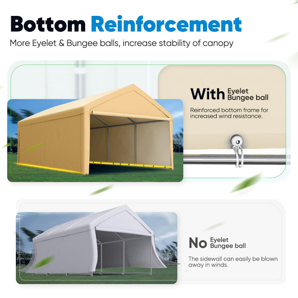 Quictent 13'x20' Heavy Duty Car Canopy with Removable Sidewalls - Beige
