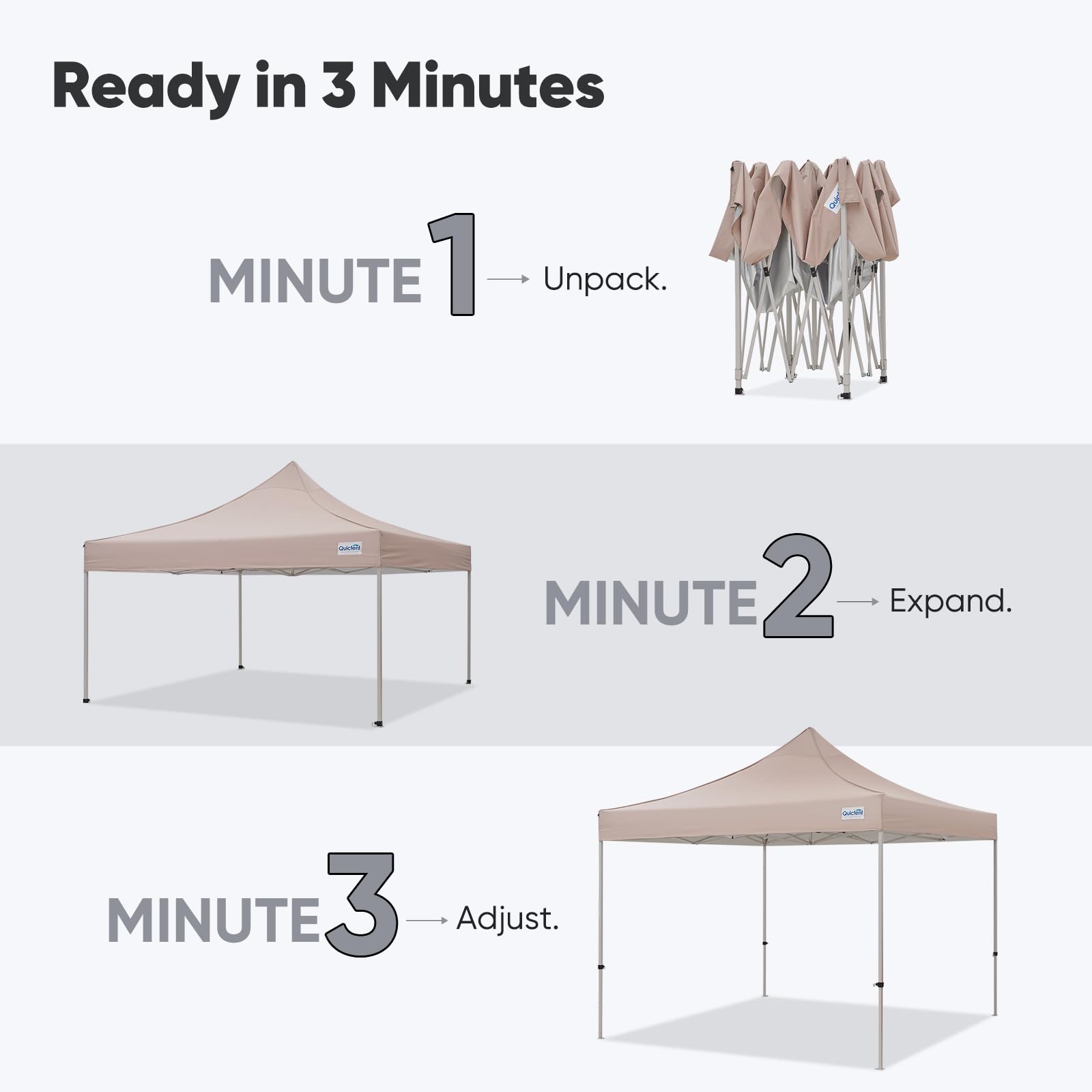 Quictent 10'x10' Commercial Instant Pop-Up Canopy with Wheeled Bag-Brown
