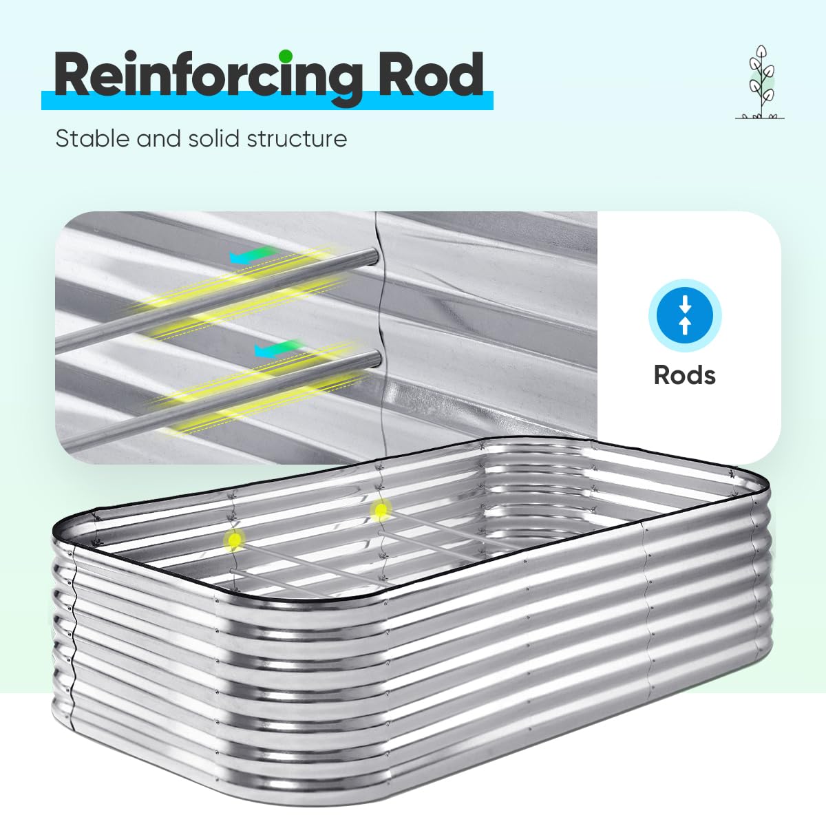 Quictent 8'x4'x2' Oval Raised Garden Bed Kit - Silver