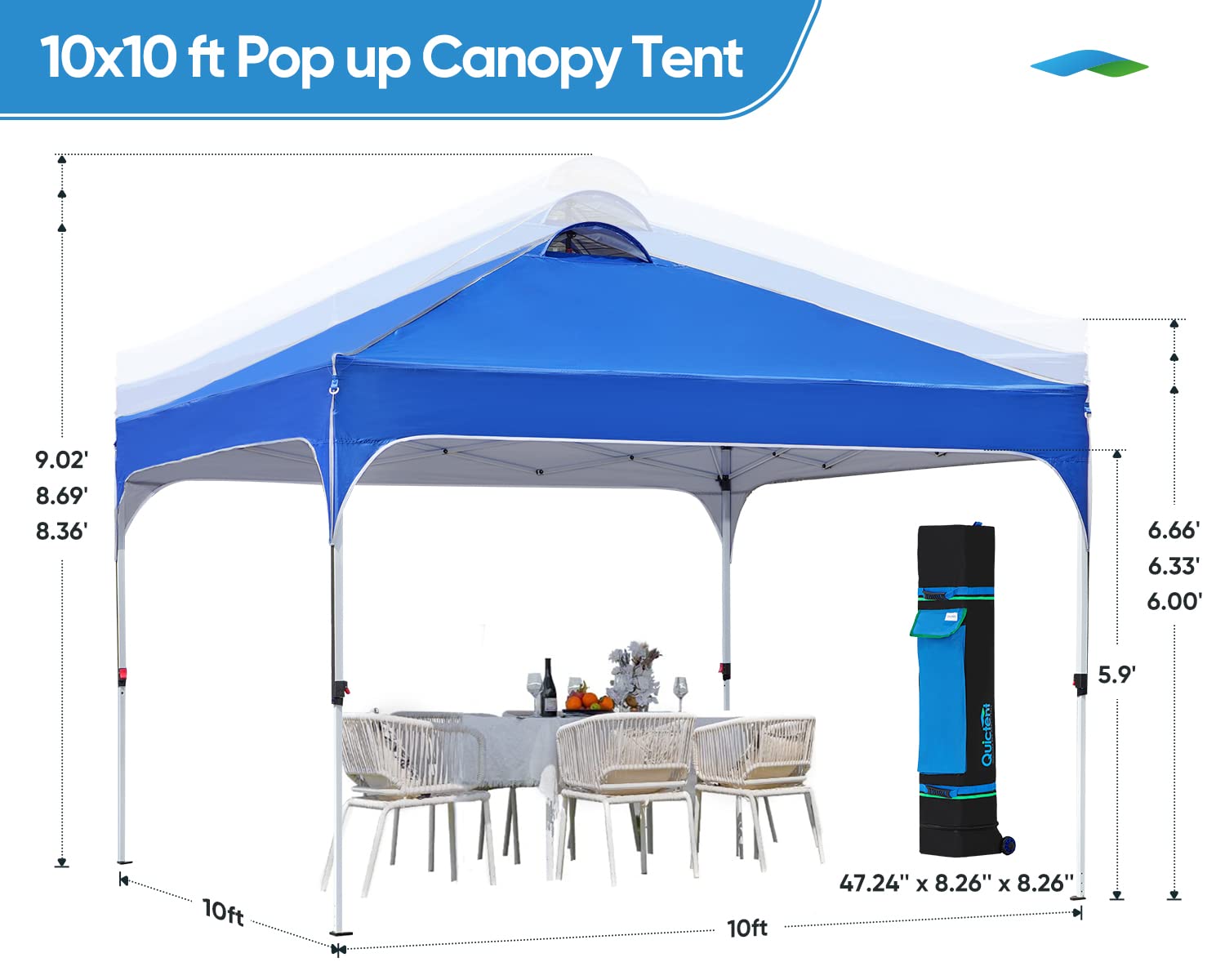 Quictent 10'x10' Instant Pop-up Canopy Tent - Blue
