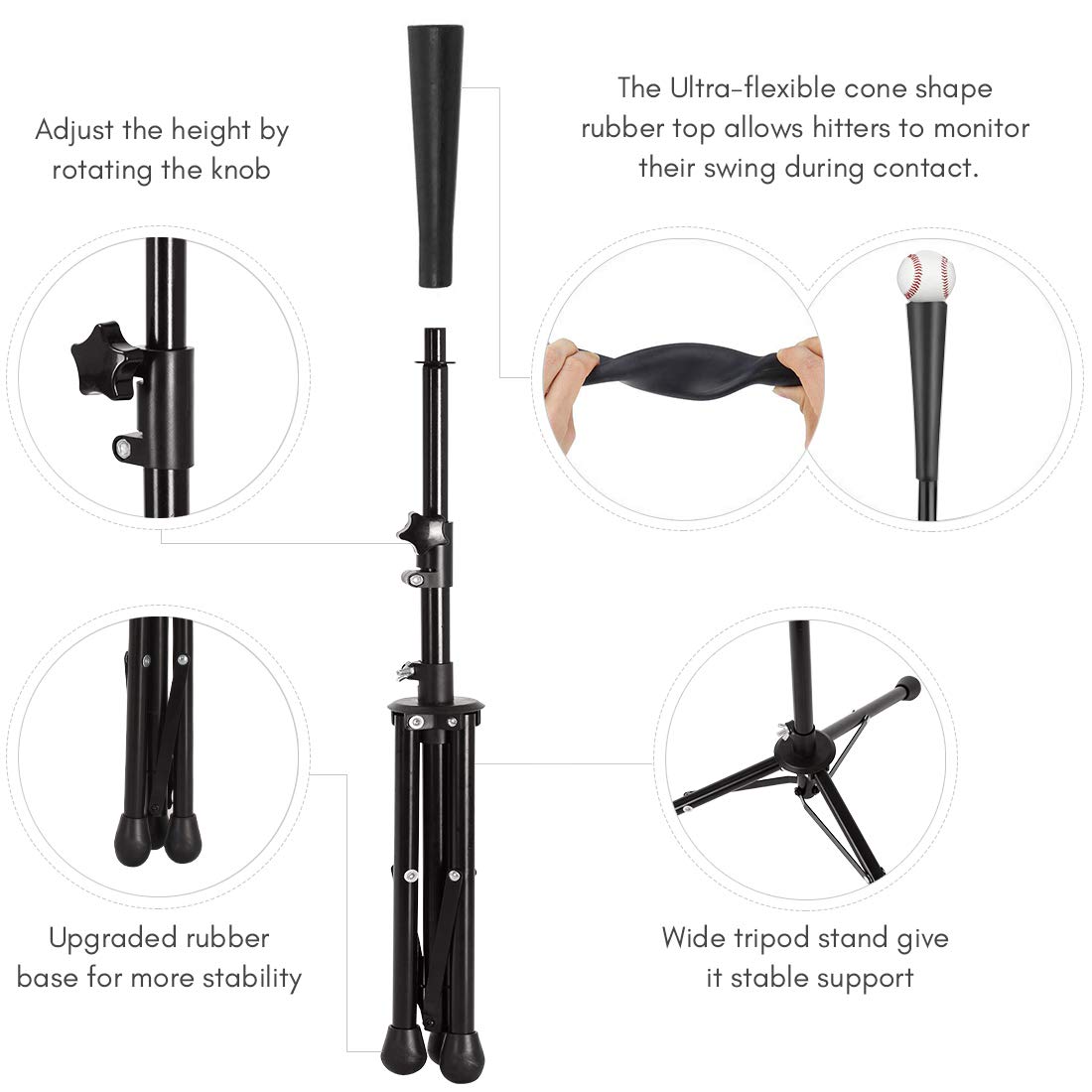 Zupapa 7'x7' Baseball Softball Practice Set - Black