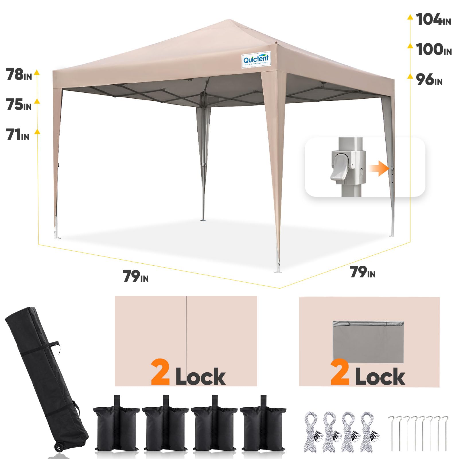 Quictent 6.6'x6.6' Privacy Canopy with Ventilated Windows
