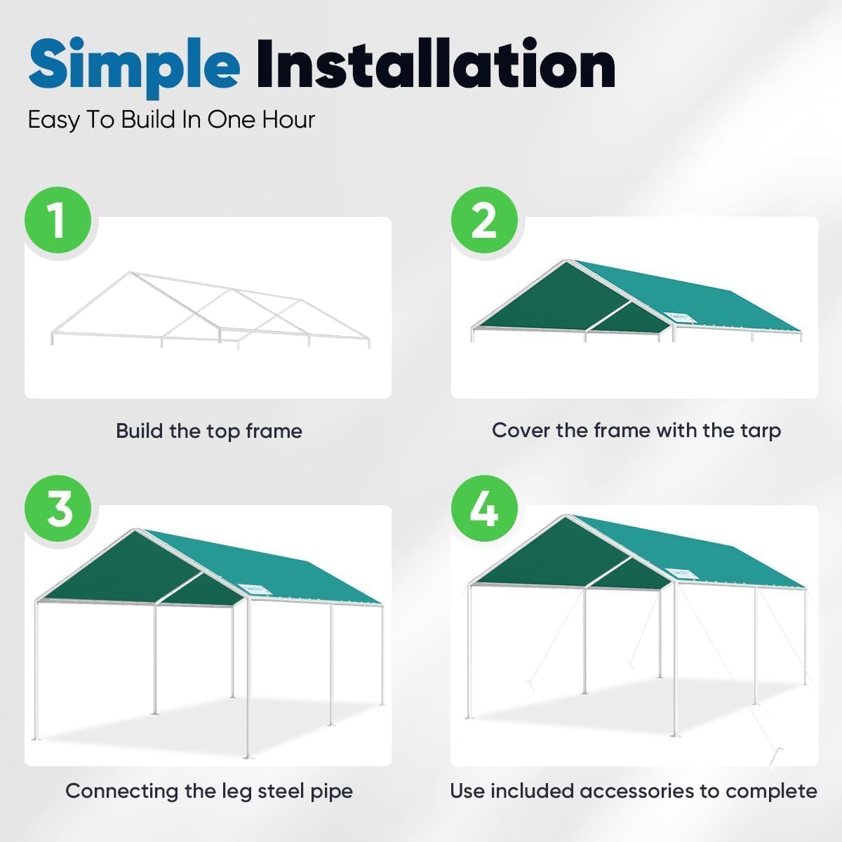 Quictent 10'x20' Waterproof Carport Tent - Green