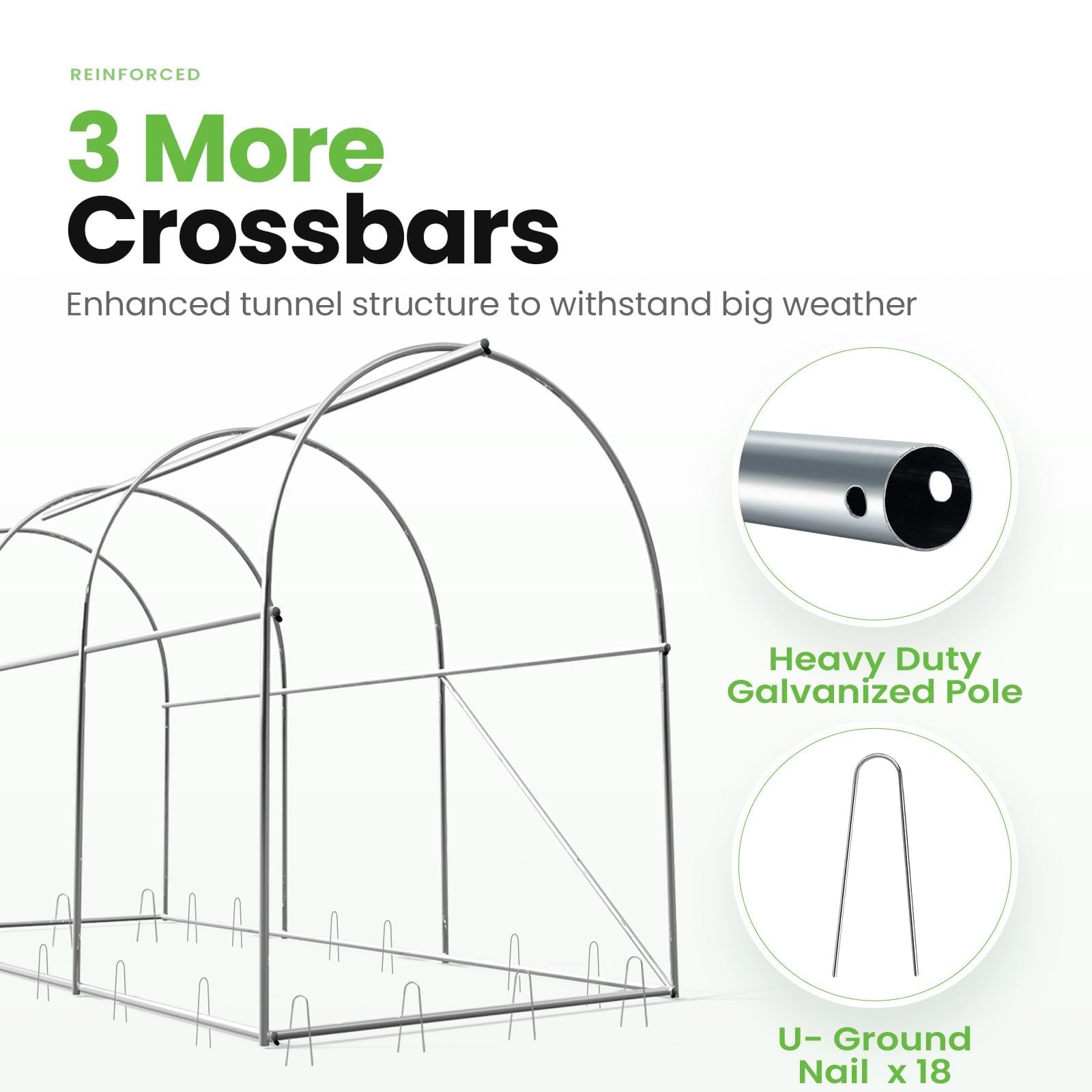 KING BIRD 10'x6.6'x6.6' Walk-in Greenhouse with Vent - Green