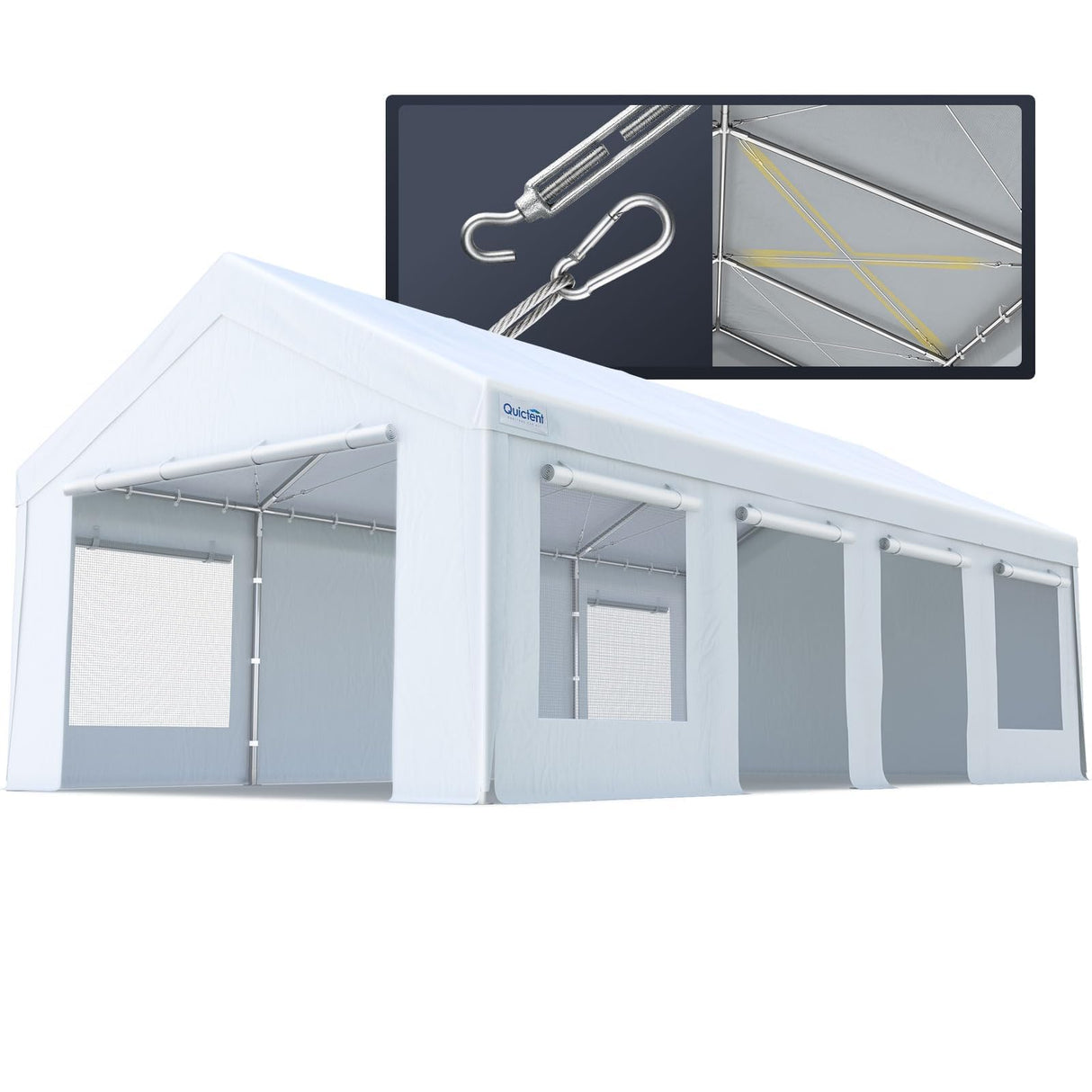 Quictent 13'x25' Snowproof Steel Carport with Zipper Doors