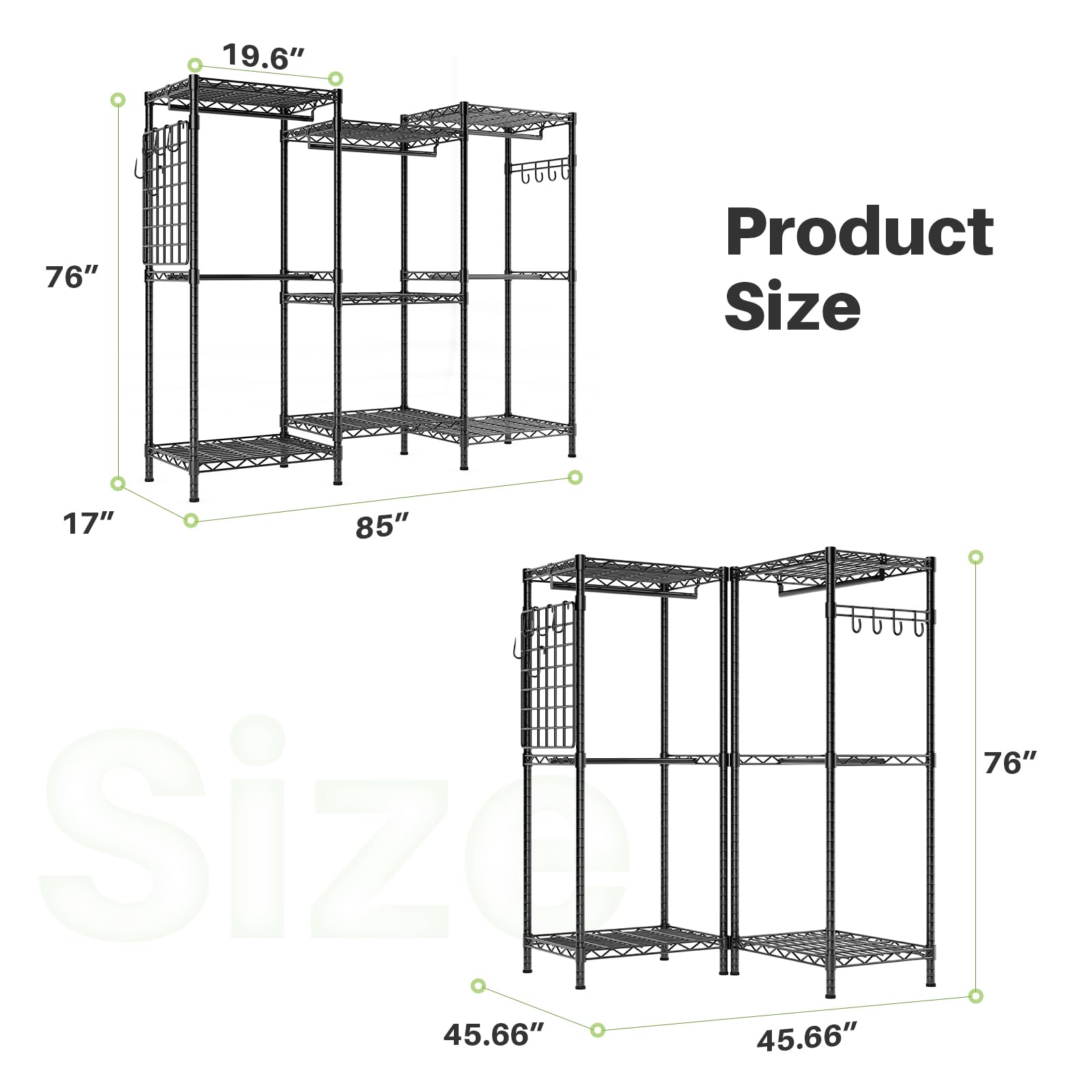 Closet Clothes Rack with Mesh Board & Hooks