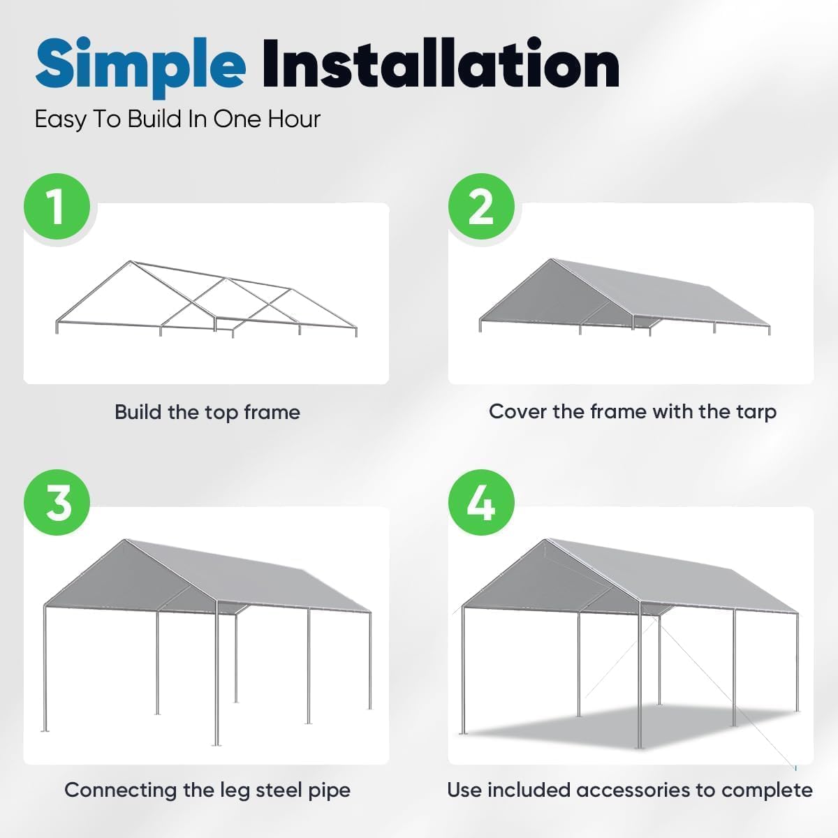 Quictent 10'x15' Heavy Duty Carport - Grey