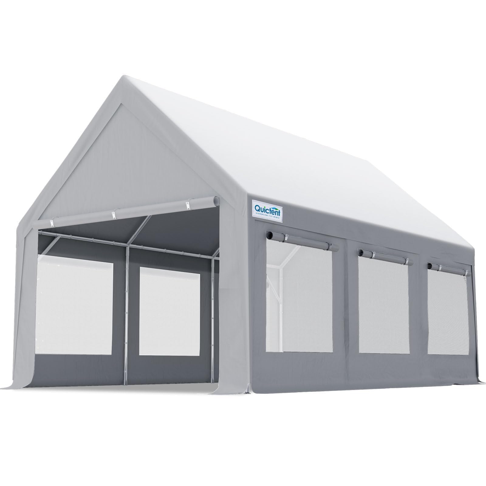 Quictent 10'x20' Heavy Duty Carport Tent with Ventilation Windows - Gray