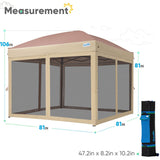 Quictent 6.6'x6.6' Magnetic Door Screened Pop up Canopy - Khaki