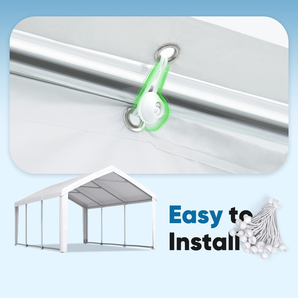 Quictent 10'x20' Carport Replacement Cover with Leg Cloth - White