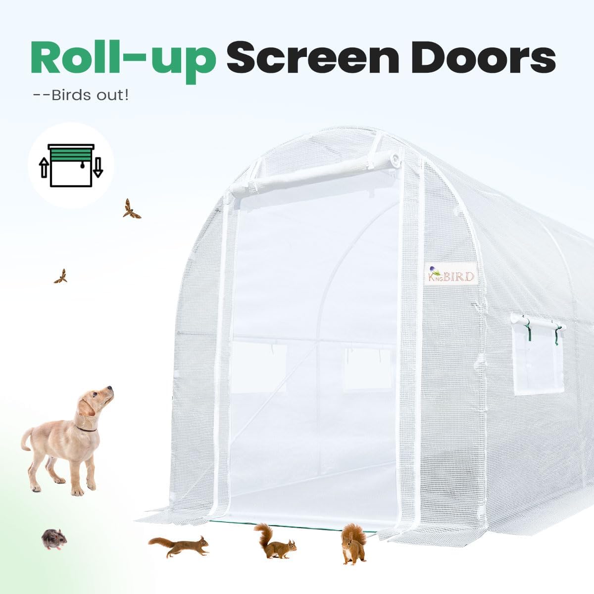 KING BIRD 15'x6.6'x6.6' Walk-in Greenhouse - White