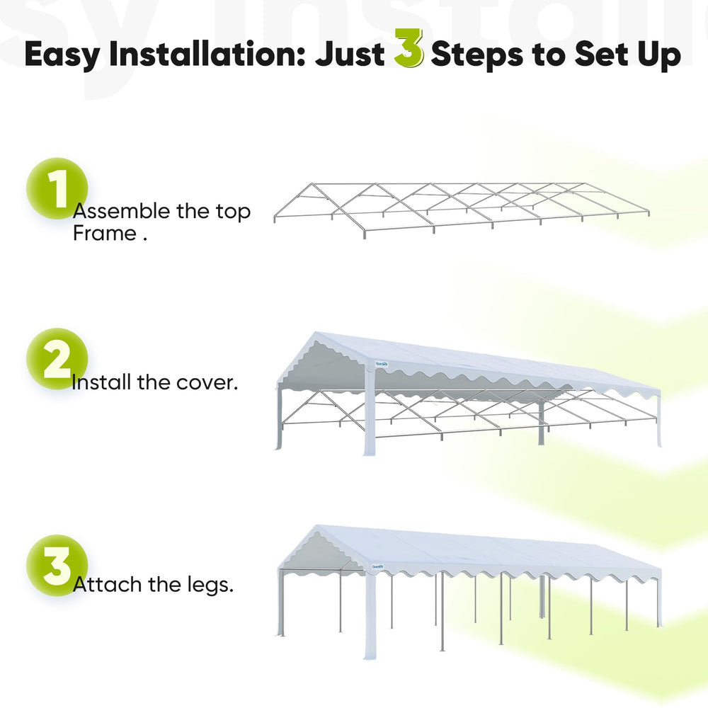 Quictent 20' X 40' Heavy Duty Party Tent – Galvanized Frame, White, Waterproof & UV Resistant