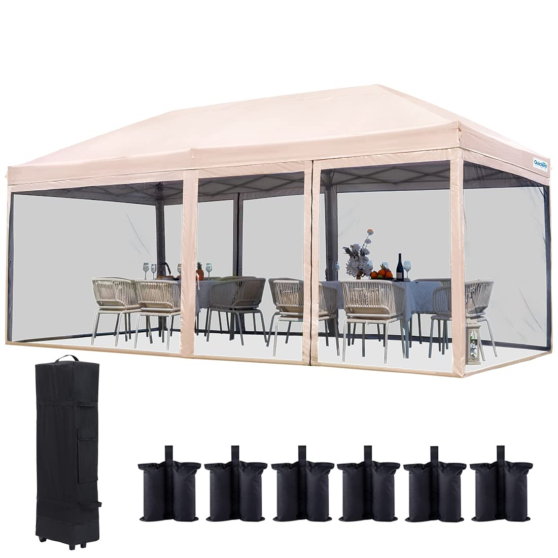 Quictent 10'x20' Pop Up Screened Canopy Tent with Netting