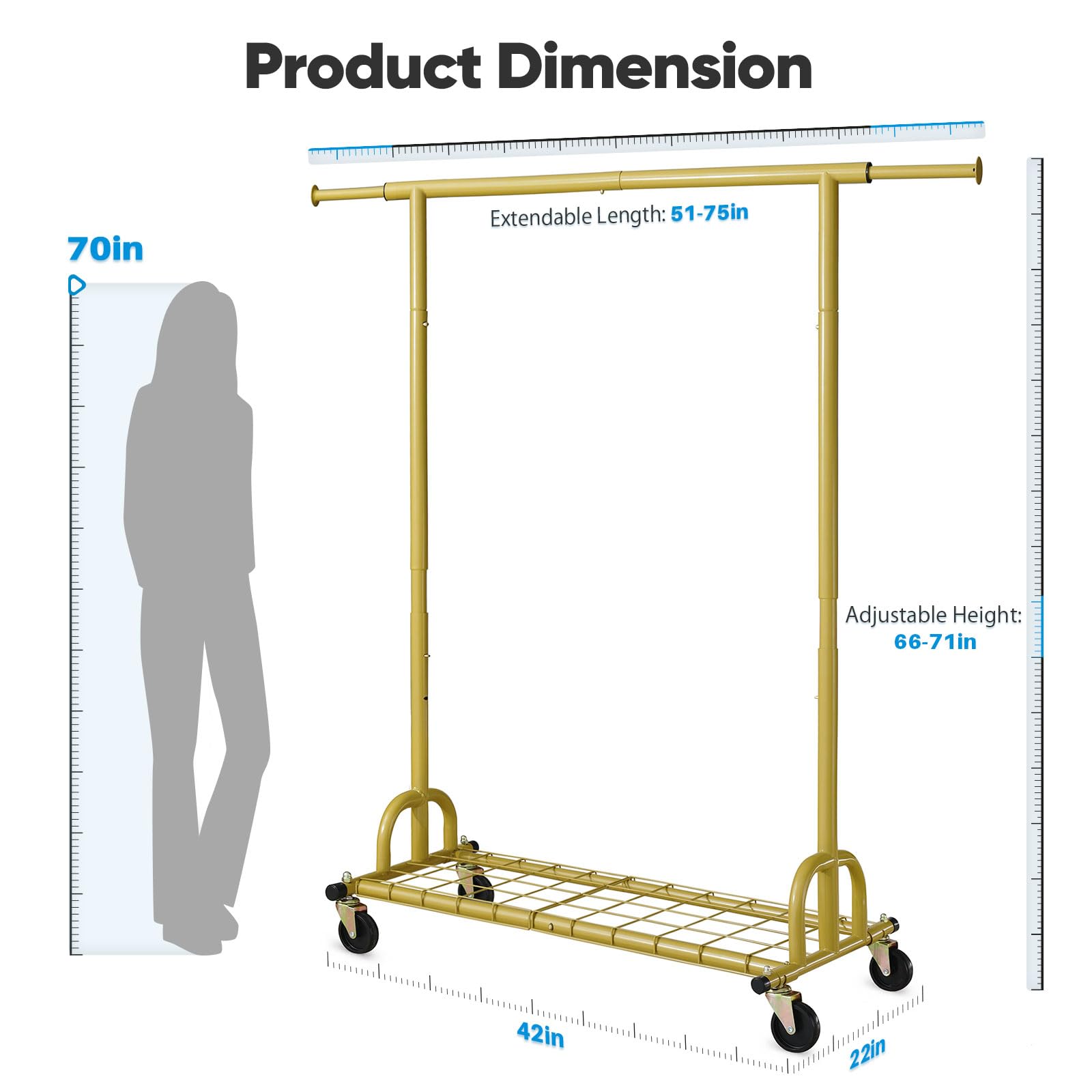 HOKEEPER 525LBS Collapsible Gold Garment Rack